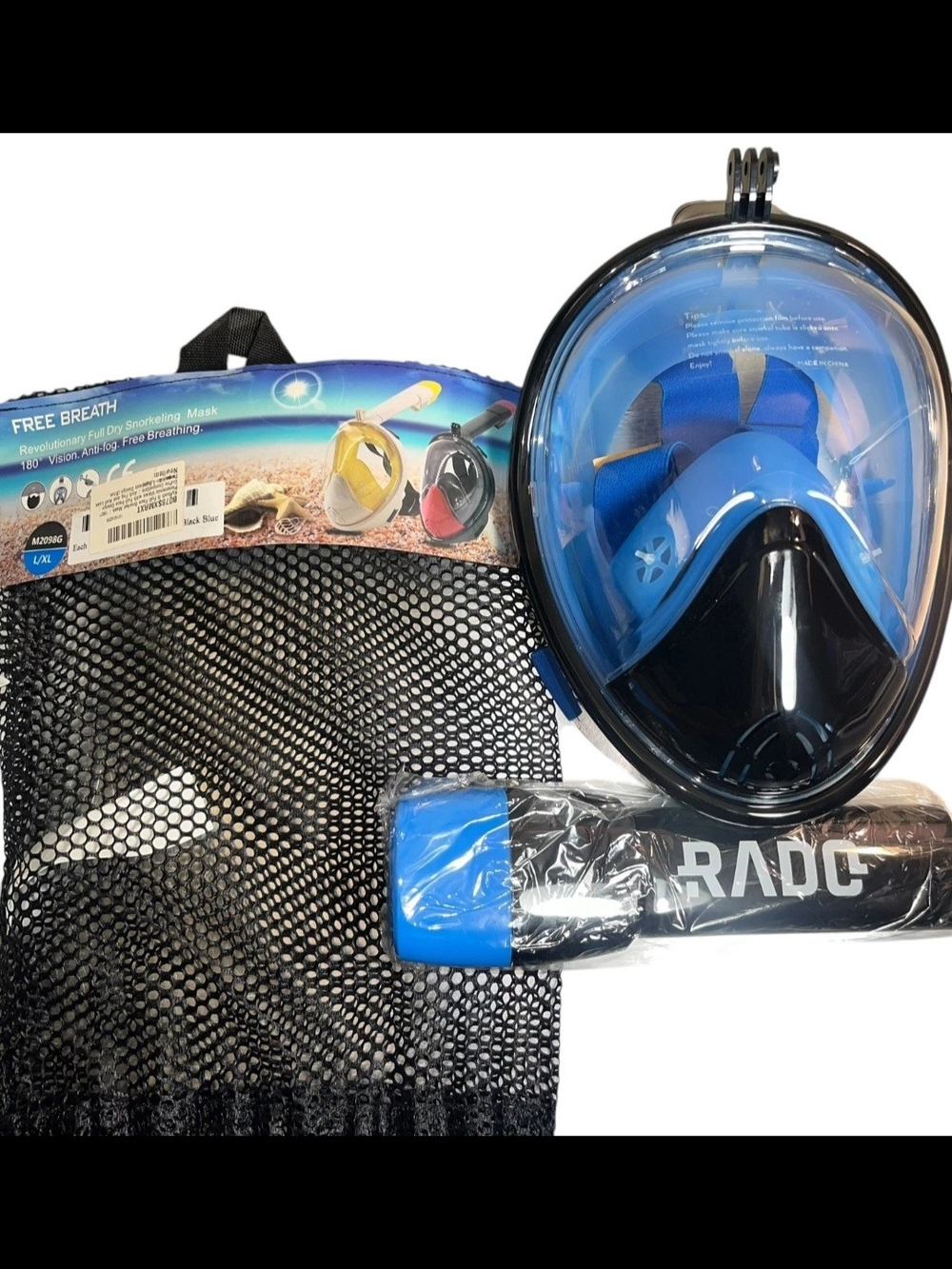 Krush Full-Face Snorkel Mask in Blue and Black